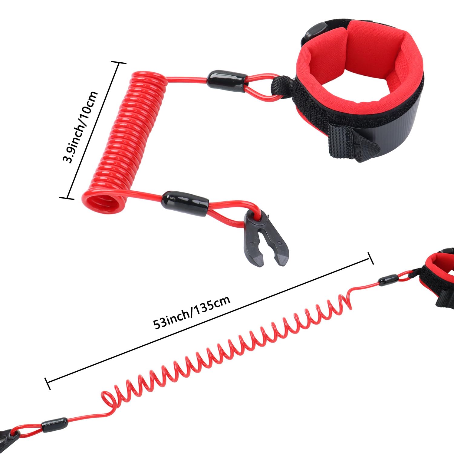 Sicherheitsband für Boote, Außenbord-Kill-Schalter, Sicherheitsband, Notfallabschaltung, Handgelenkschlaufe, Ersatzband (4 Stück, rot)