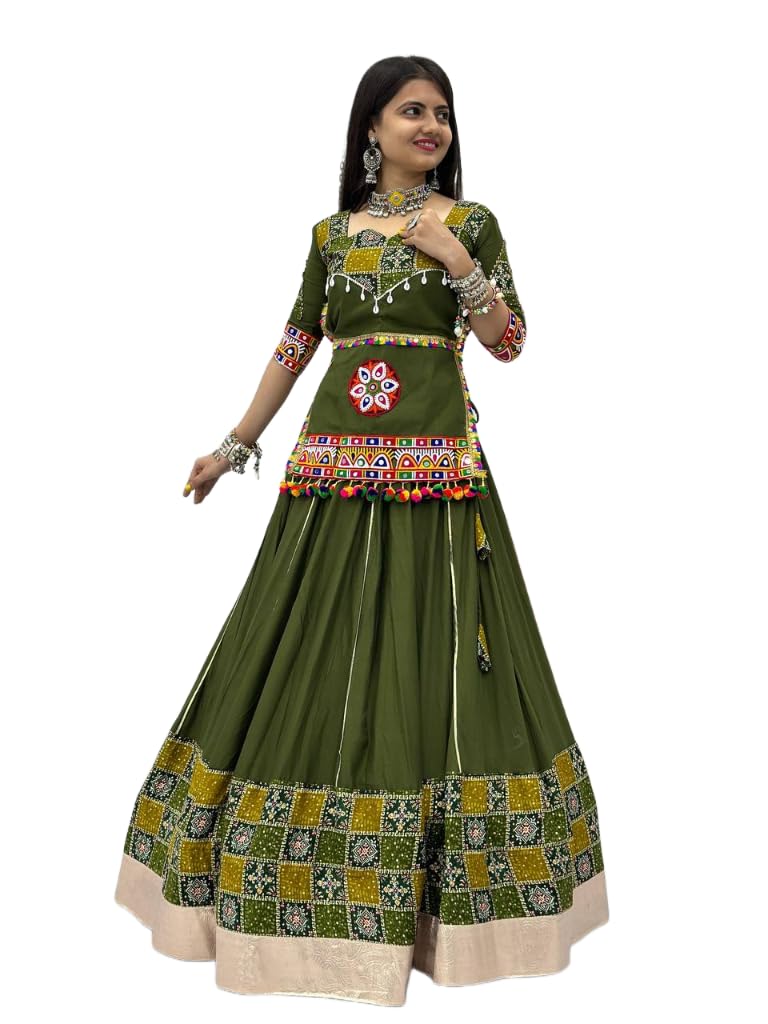 GAJERACHOICECotton Gamathi Work Foil Print Navratri Special Lehenga Choli