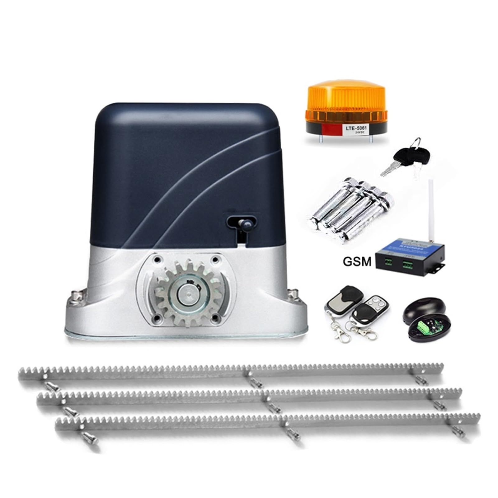 Automazione per cancello scorrevole, Modello base Apricancello Scorrevole AC600KG 1400LBS Con 6 Metri Cremagliera In Acciaio Cerniera Gear Telaio for La Casa Villa Metallo Cancello di Ferro(Kit d)