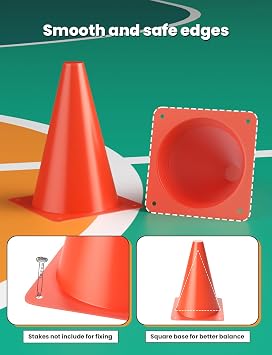GHB Hex Agility Rings 1 Pack and 12 Pack 7 Inch Football Cones with 3 Carrying Bag