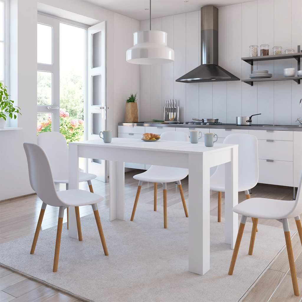 Esstisch Weiß 120x60x76 cm Holzwerkstoff | Langlebig und stabil, einfache Montage, pflegeleicht mit feuchtem Tuch, für Esszimmer und Küche