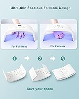 Vista 5 de Lámpara de secado de uñas LED UV, para uñas de gel, diseño plegable espacioso pero no voluminoso, 3 temporizadores y pantalla LCD, para constructor
