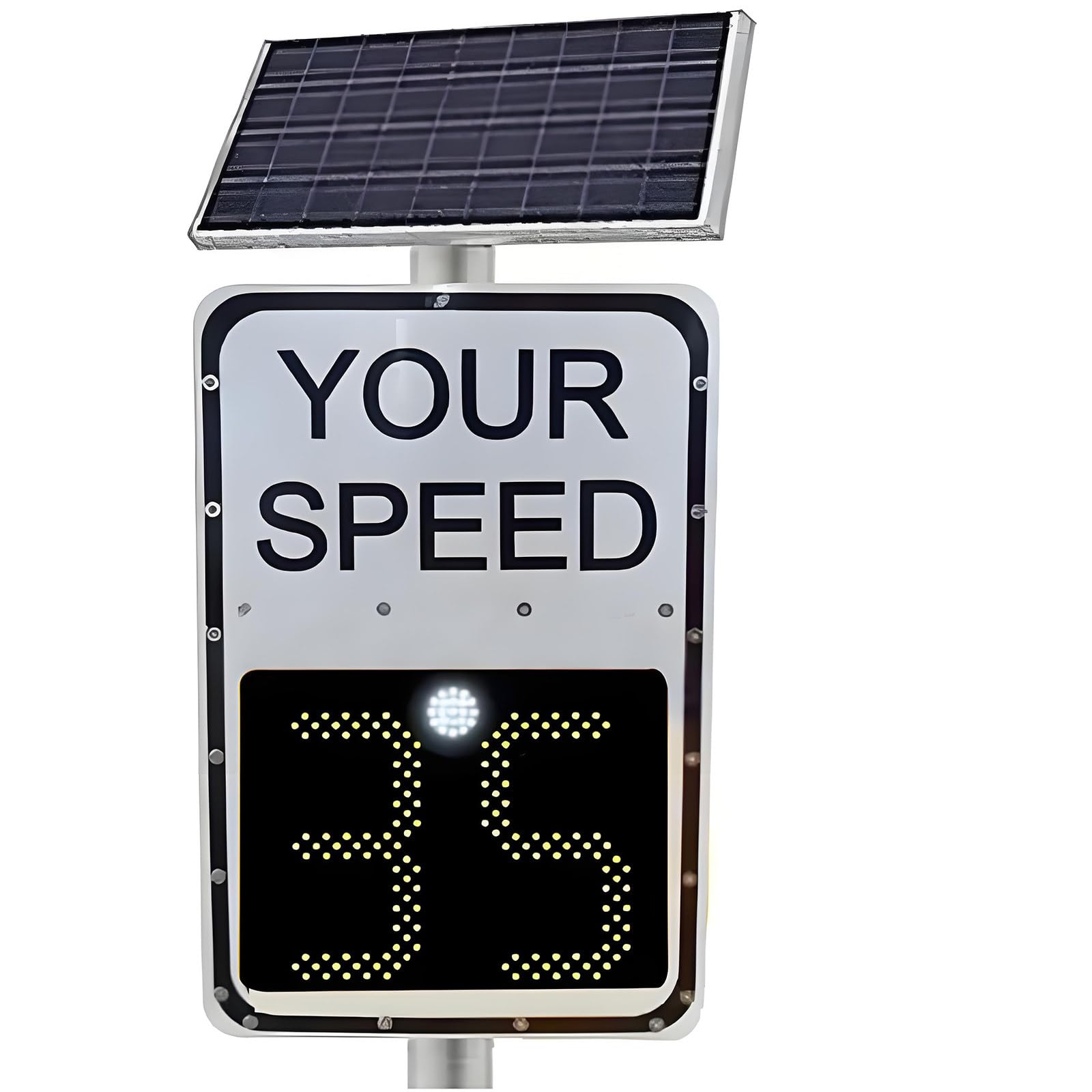 Señal de límite de velocidad de radar con energía solar, 20 x 27 pulgadas, pantalla LED para carreteras y carreteras de velocidad limitada, señal de retroalimentación de radar