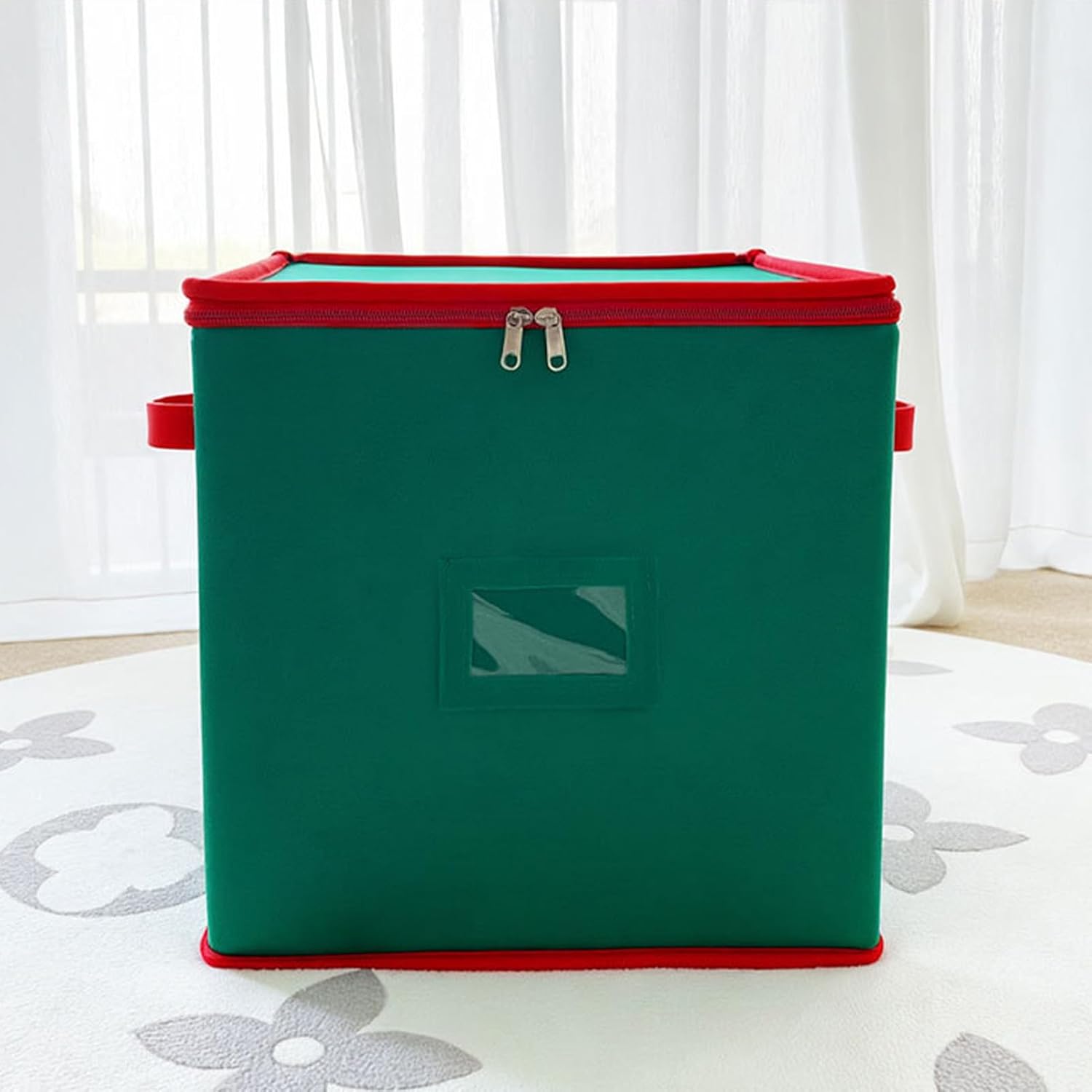 Ornament Storage Box - Christmas Box Stores 64 Ornaments, Foldable Festival Organizer | Space-Saving Design, Ideal for Holiday Moving Home RV College Dorm Clothes Socks Toys Women, 32.5x32.5x32.5cm
