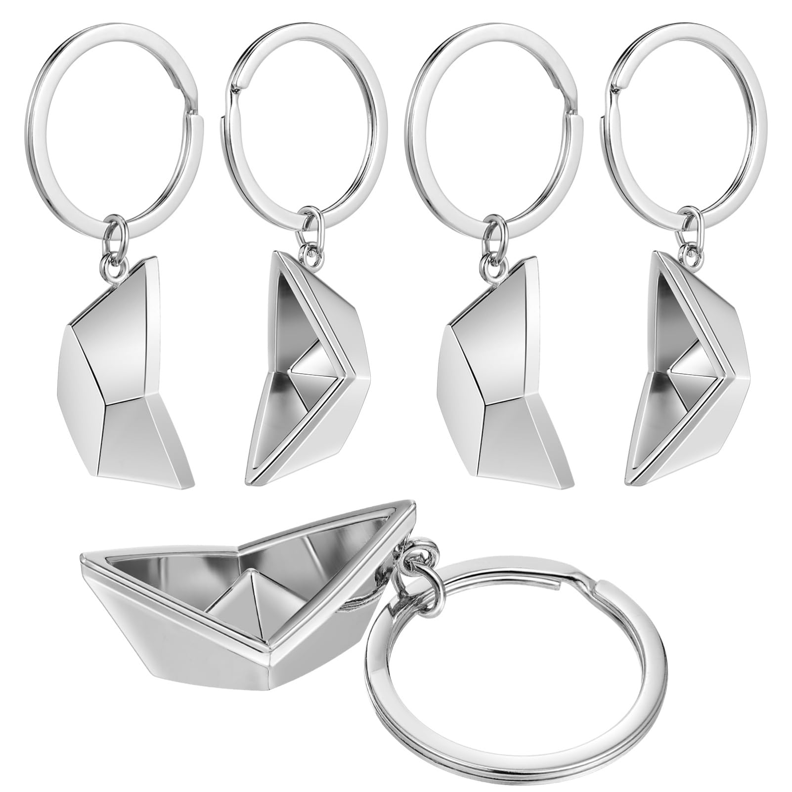 IMIKEYA Portachiavi Set 5 Pezzi Barchetta di Metallo Argento Piccolo per Decorazione e Regalo da Uomo e Donna per Borsa e Zaino