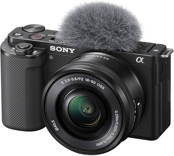 Sony ZV-E10 Mirrorless Camera Black with 16-50mm Power Zoom Lens (ILCZV-E10L) 24.2 MP APS-C Sensor, 4K Video, Vari-Angle Screen w/ 64GB Memory Card, Bag, Card Reader and More