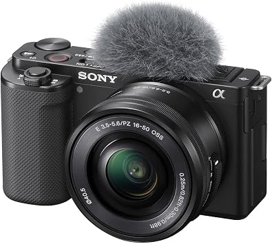 Sony ZV-E10 Mirrorless Camera Black with 16-50mm Power Zoom Lens (ILCZV-E10L) 24.2 MP APS-C Sensor, 4K Video, Vari-Angle Screen w/ 64GB Memory Card, Bag, Card Reader and More
