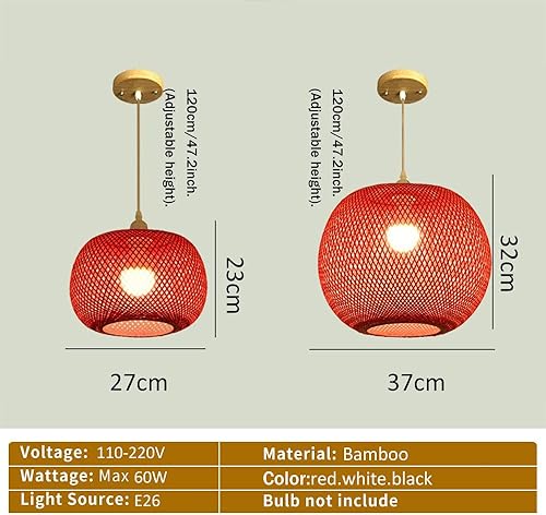 Miniatura 6 de Lámpara de araña LED moderna, decoración de araña de tejido de bambú de arte retro oriental, lámpara de mimbre para restaurante, lámpara de mimbre