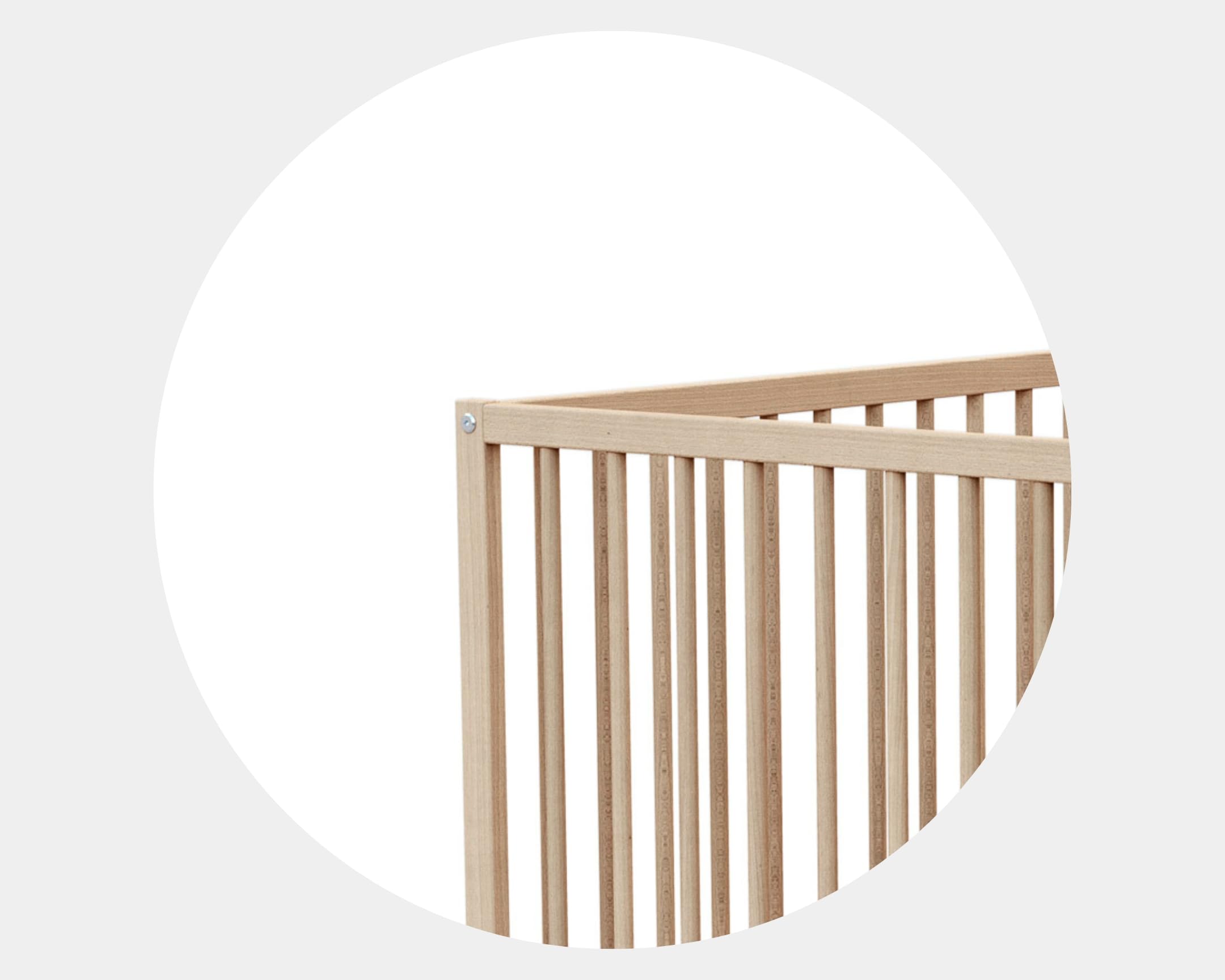 Lit bébé 60x120cm Hêtre Brut Bois massif Sommier réglable 3 hauteurs