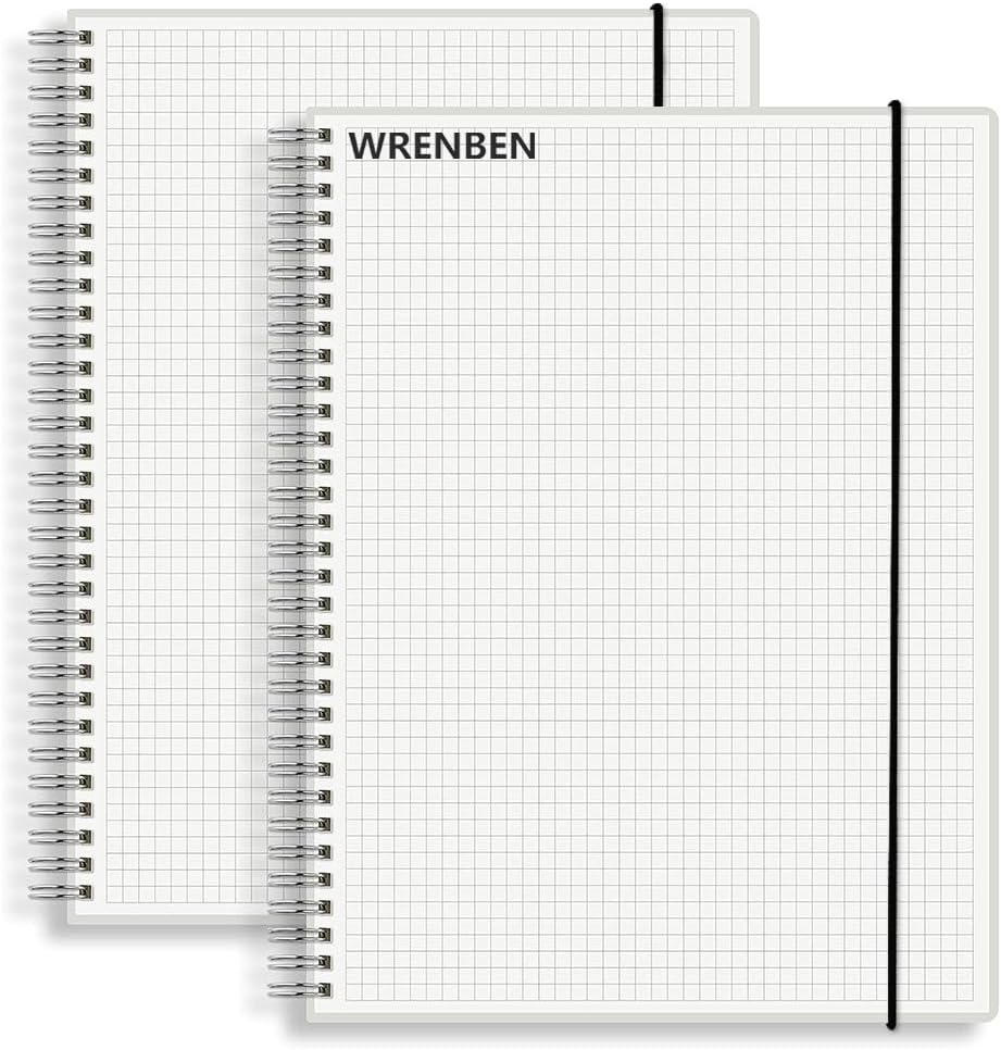 A5 Spiral Notebook 120gsm Graph Paper Notebook 160 Pages Per Hardcover Grid Notebooks 5.7 x 8.3 Inches (2 Pack)