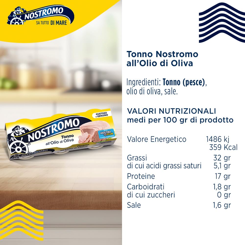Nostromo - Tonno all'olio di oliva, 30 lattine da 70gr. Formato scorta da 10 confezioni. Fonte di proteine, senza conservanti.