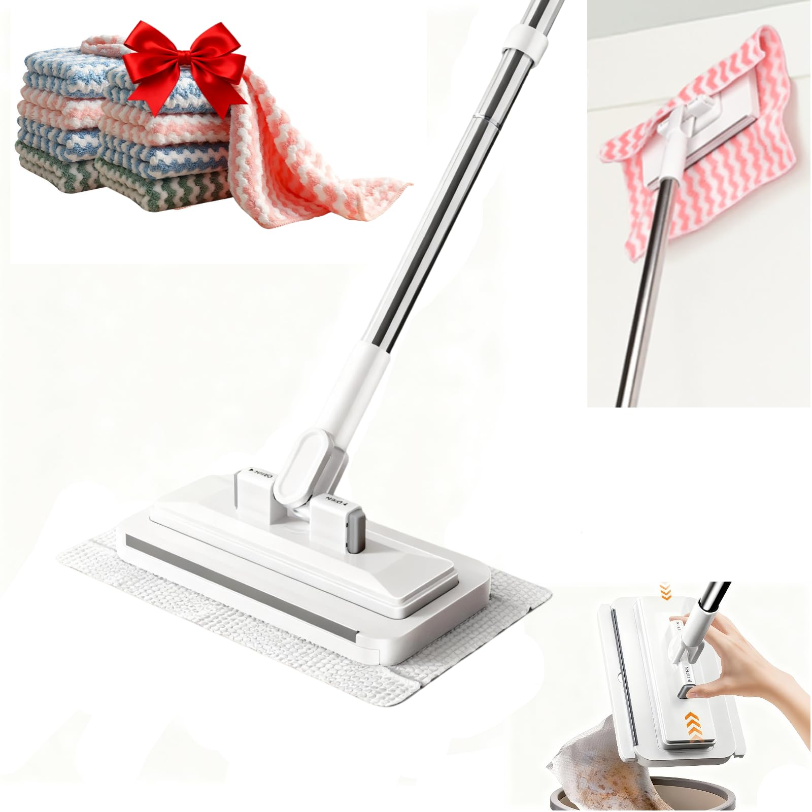 Mini-Sized Snap Mop with 10 Reusable Cloths for House Cleaning