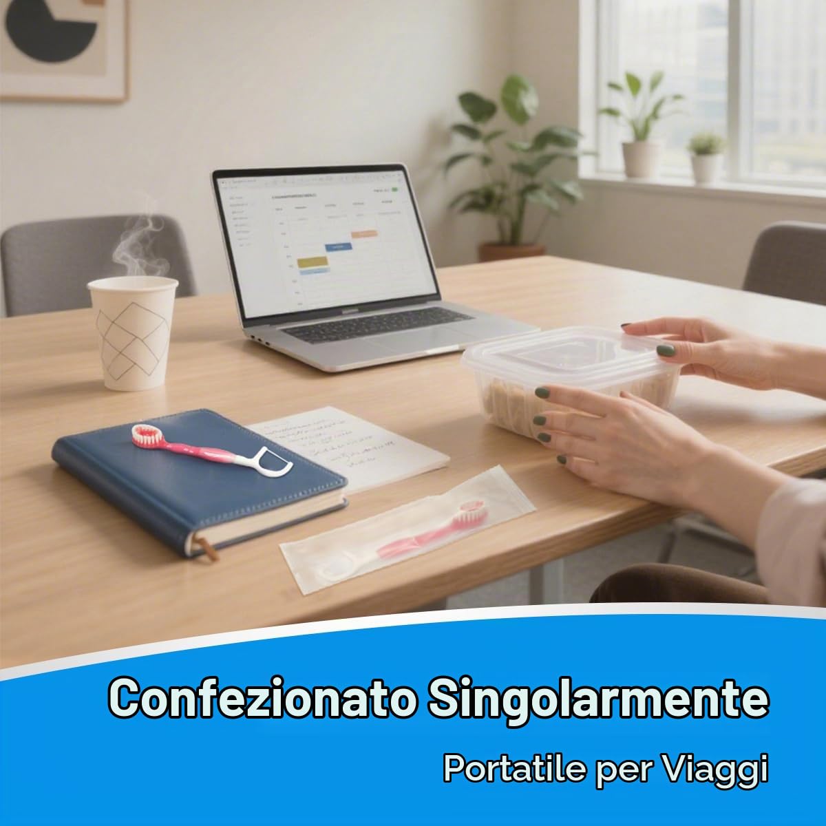72 Pezzi Mini Spazzolini Portatile Spazzola Monouso con Dentifricio | 5 in 1 Spazzola, Dentifricio, Filo, Raschietto Lingua, Stuzzicadenti. Confezione singola. Portatile Spazzolino da Viaggio