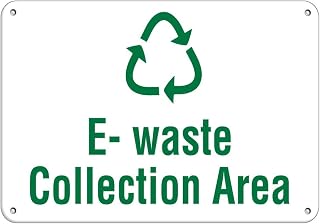 Aluminum Horizontal Metal Sign Multiple Sizes E Waste Collection Area Activity Recycling White Dog Poop All Over Weatherproof Street Signage 10x7Inches