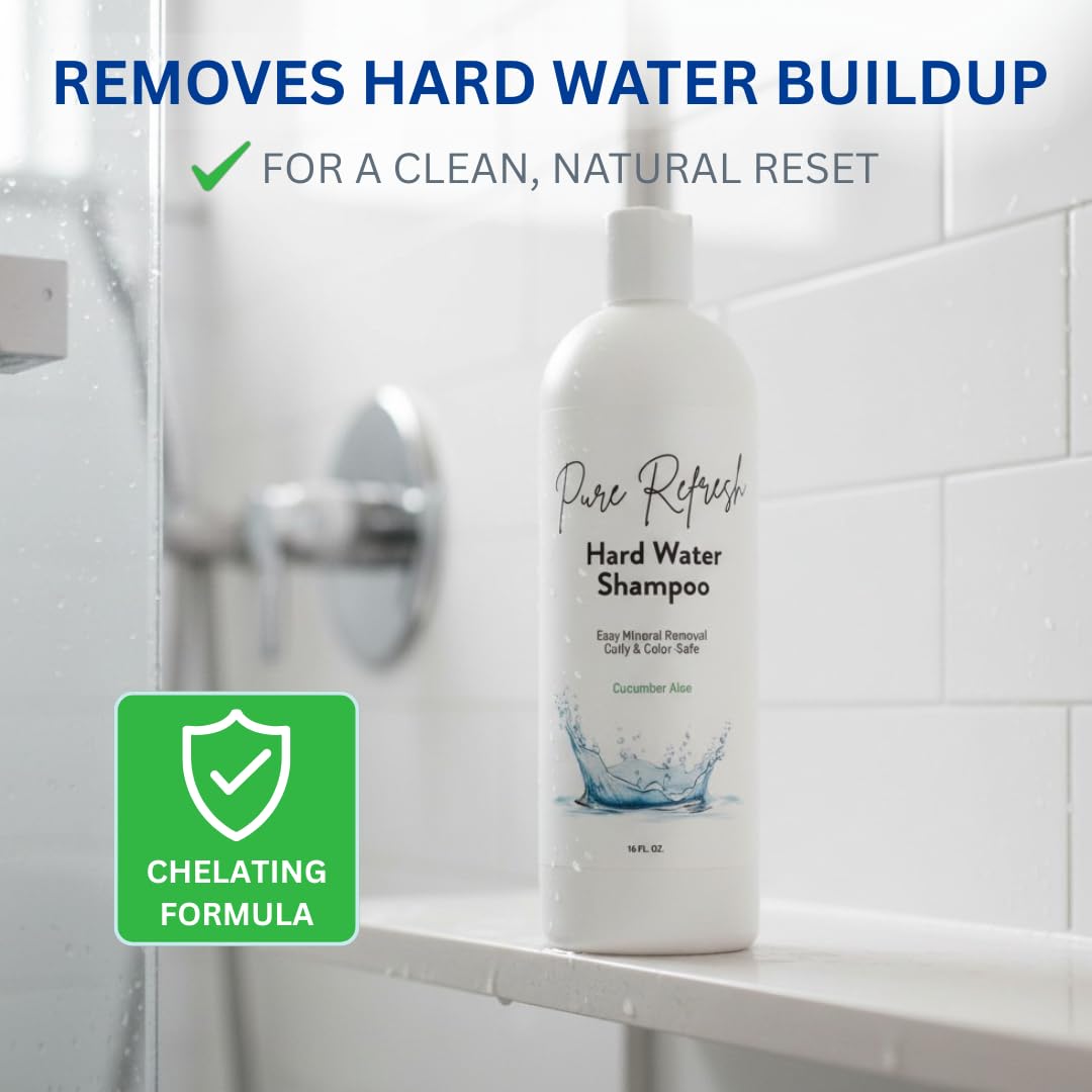 Pure Refresh Hard Water Shampoo – Deep Cleansing Hair Treatment for Well Water, Gently Removes Mineral Buildup, Clarifying & Color-Safe, Made in USA (16oz) - Image 2