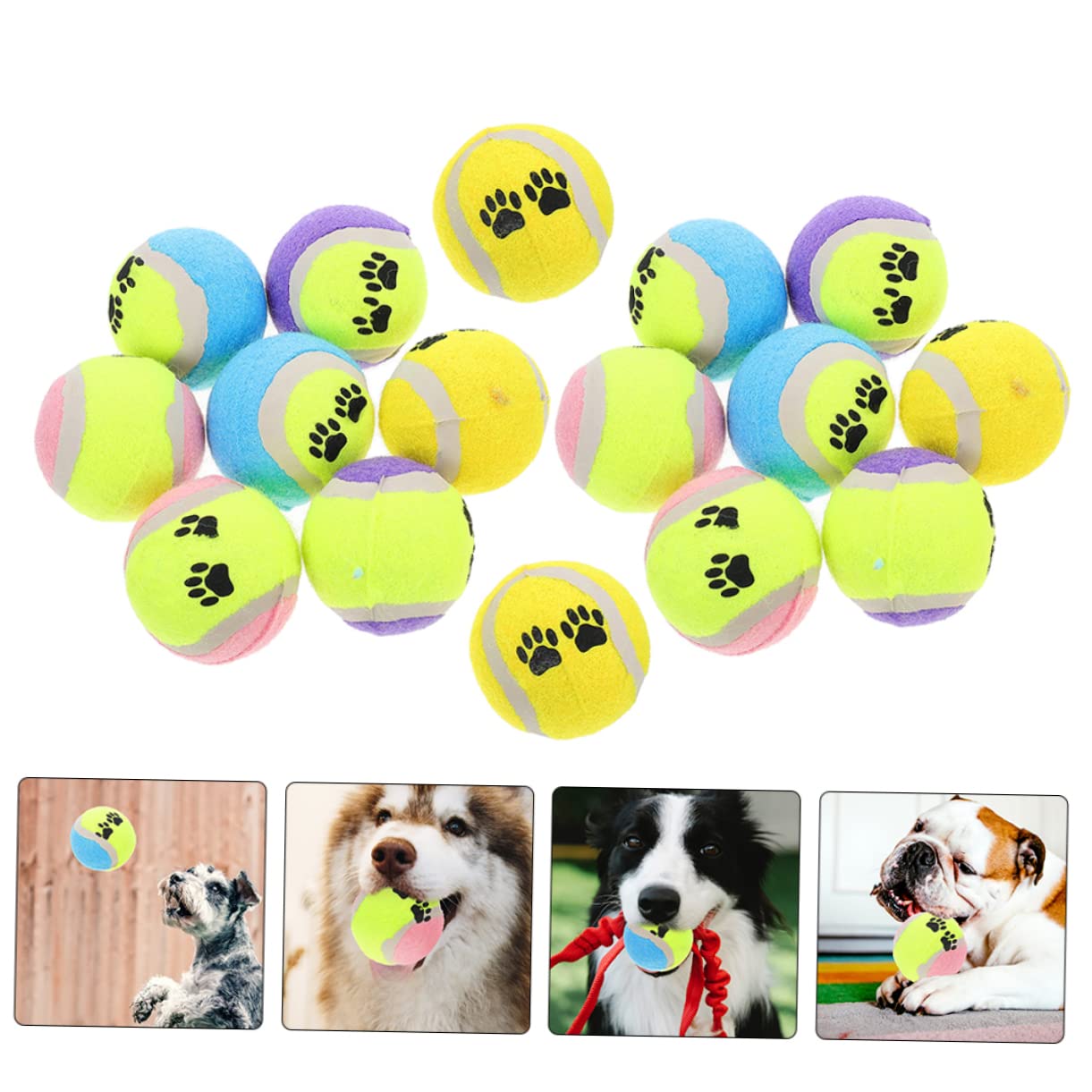 BESPORTBLE 16piezas Balones De Entrenamiento para Perros Juguetes para Cachorros De Tenis para Mascotas Juguetes Divertidos para Ejercicio y Entrenamiento