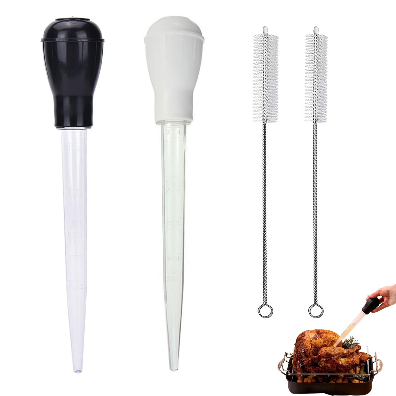 Seringue Alimentaire Pour Marinade - Poire à Sauce Avec 2 Aiguilles Inox Et Brosse - Pour Dinde, Viandes, Barbecue