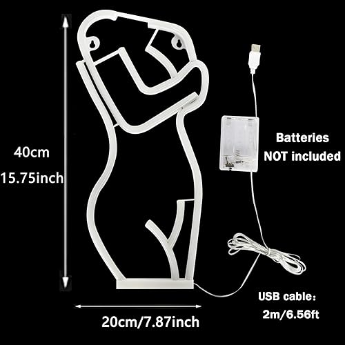 Miniatura 4 de Letreros de neón para mujer, luz nocturna LED, arte de pared, decoración de cueva, luces de silueta con USB y baterías para dormitorio, fiesta, bar,