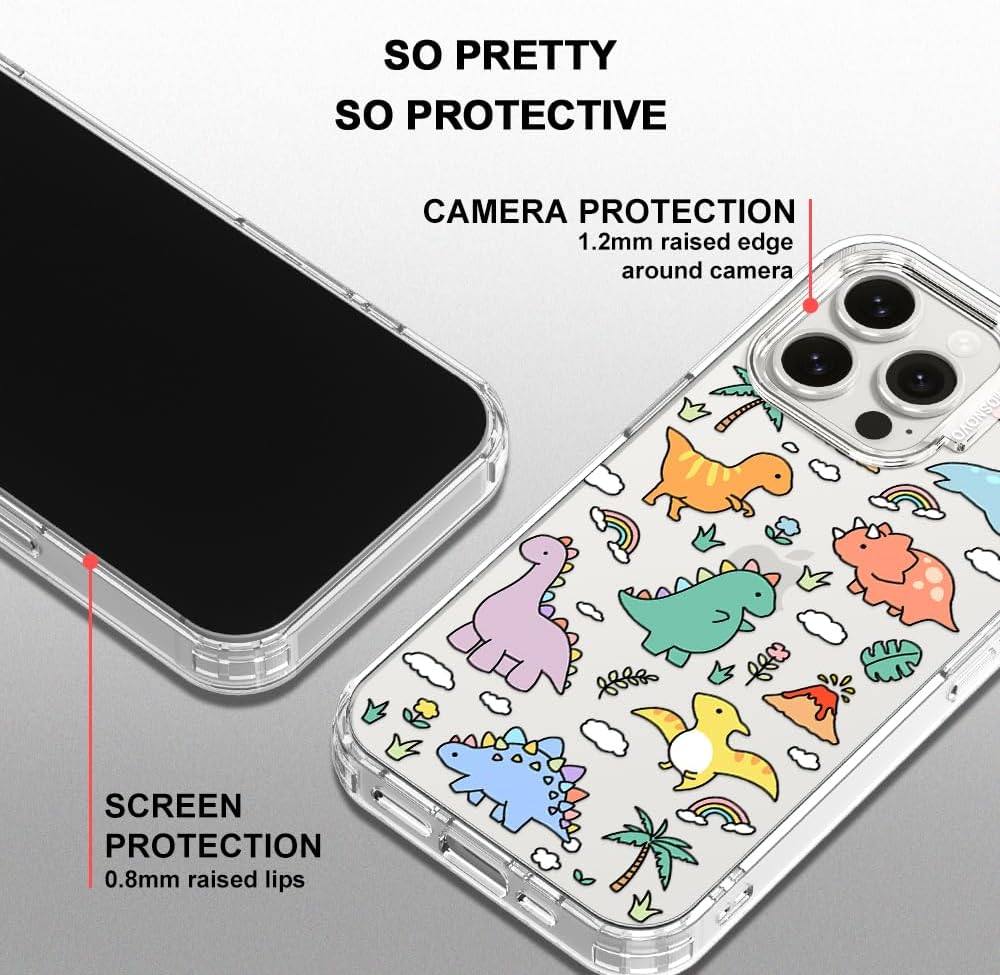 MOSNOVO Case for iPhone 15 Pro Max, [Buffertech 6.6ft Military-Grade Drop Protection] [Anti Peel Off Tech] Clear TPU Bumper Phone Case Cover Design - Dinosaur Land - Image 4