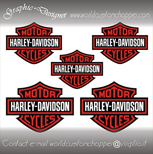 5 Adesivi Stickers Worldcustom compatibili con Harley Davidson Casco Moto Custom