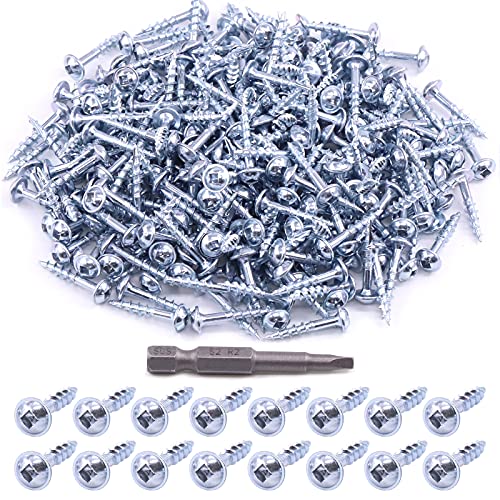 Glarks 280Pcs #8x1'' Pocket Hole Screws Zinc Coated Square Drive Self Tapping Coarse Thread Wood Screws for Wood and Sheet Metal (#8x1‘’ Coarse Thread)