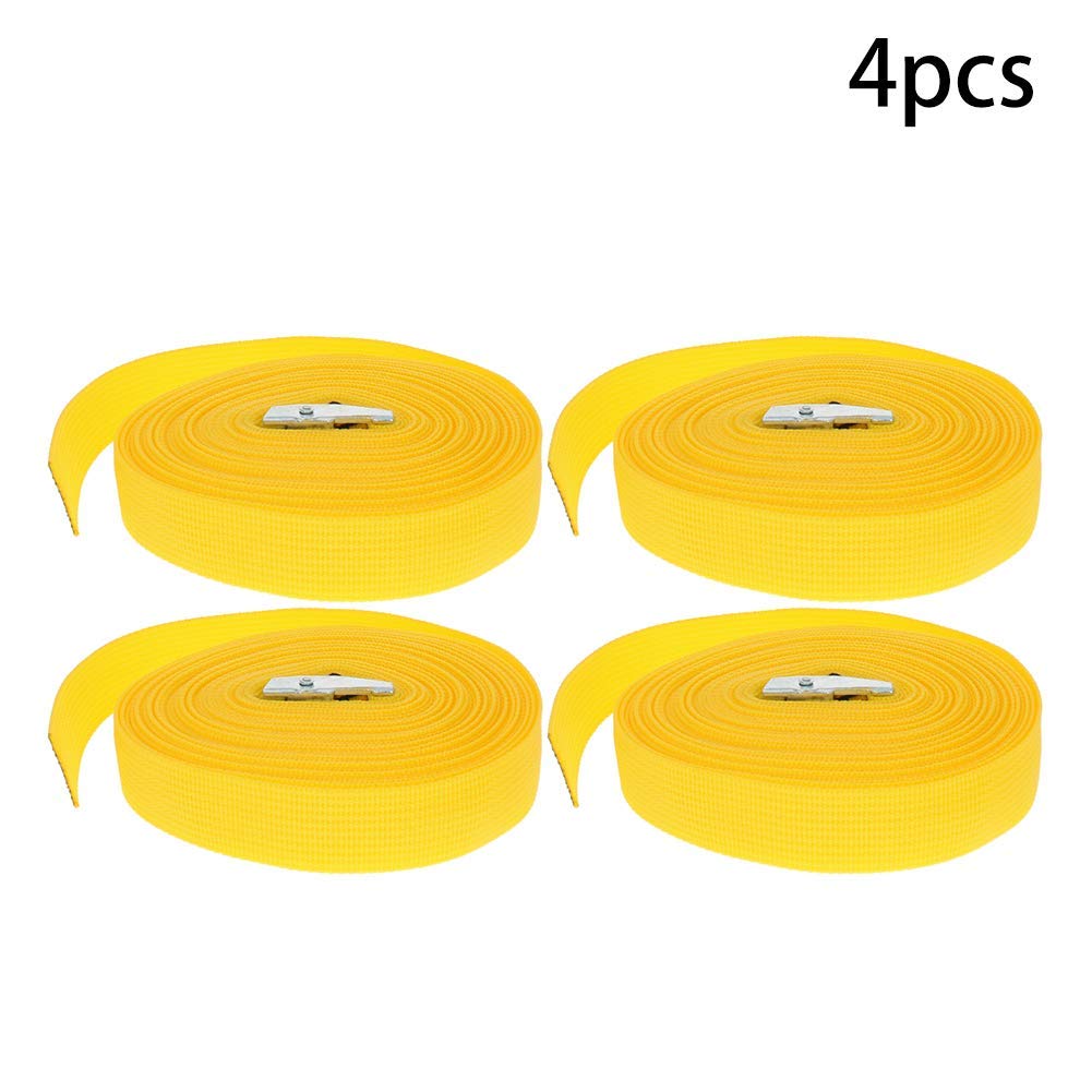 MroMax 8M x 25mm Lashing Strap Cargo Tie Down Straps with Cam Lock Buckle 150Kg Work Load, Yellow 4pcs, Yellow 8m Length - Image 2