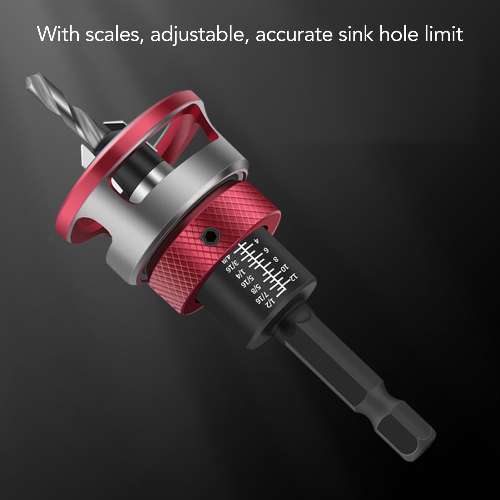 Luocute Juego de Brocas Avellanadoras, 4 Piezas Brocas Cónicas M2 de Acero Al Carbono con Tope de Profundidad Ajustable Vástago Hexagonal de 6,5 Mm, Avellanadoras para Madera,