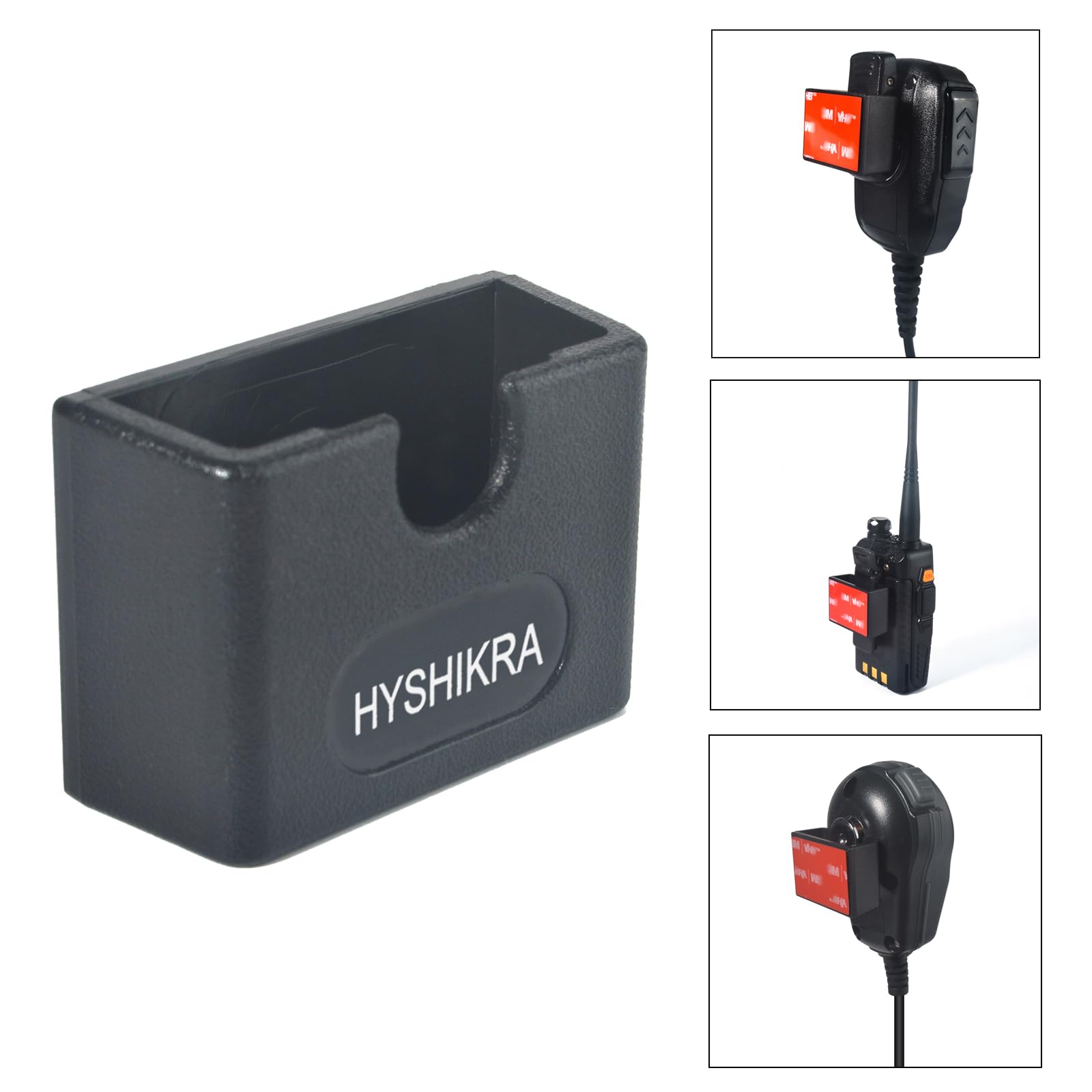 Uniwersalny wieszak na mikrofon radiowy Ham CB, okrągły uchwyt na mikrofon z samoprzylepnym tyłem do Motorola HLN9073B CDM1250 CDM750 GM300 Kenwood TK768G TK868G radiotelefonów (BLACK02, 2
