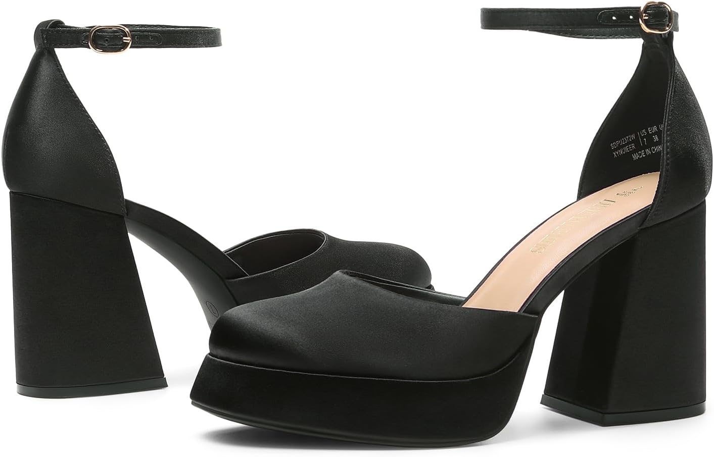 DREAM PAIRS Women's Chunky Platform High Heels Closed Toe Block Ankle Strap Dress Wedding Party Pumps Shoes - Image 5