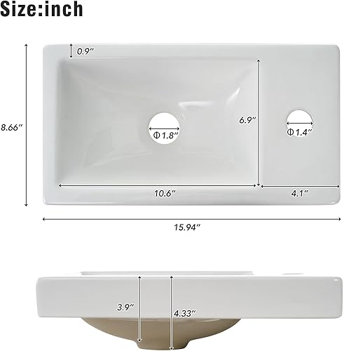 Miniatura 3 de CuisinSmart Conjunto de tocador de baño de 16 pulgadas con lavabo, moderno armario de baño con puertas de cierre suave, juego de gabinete de baño