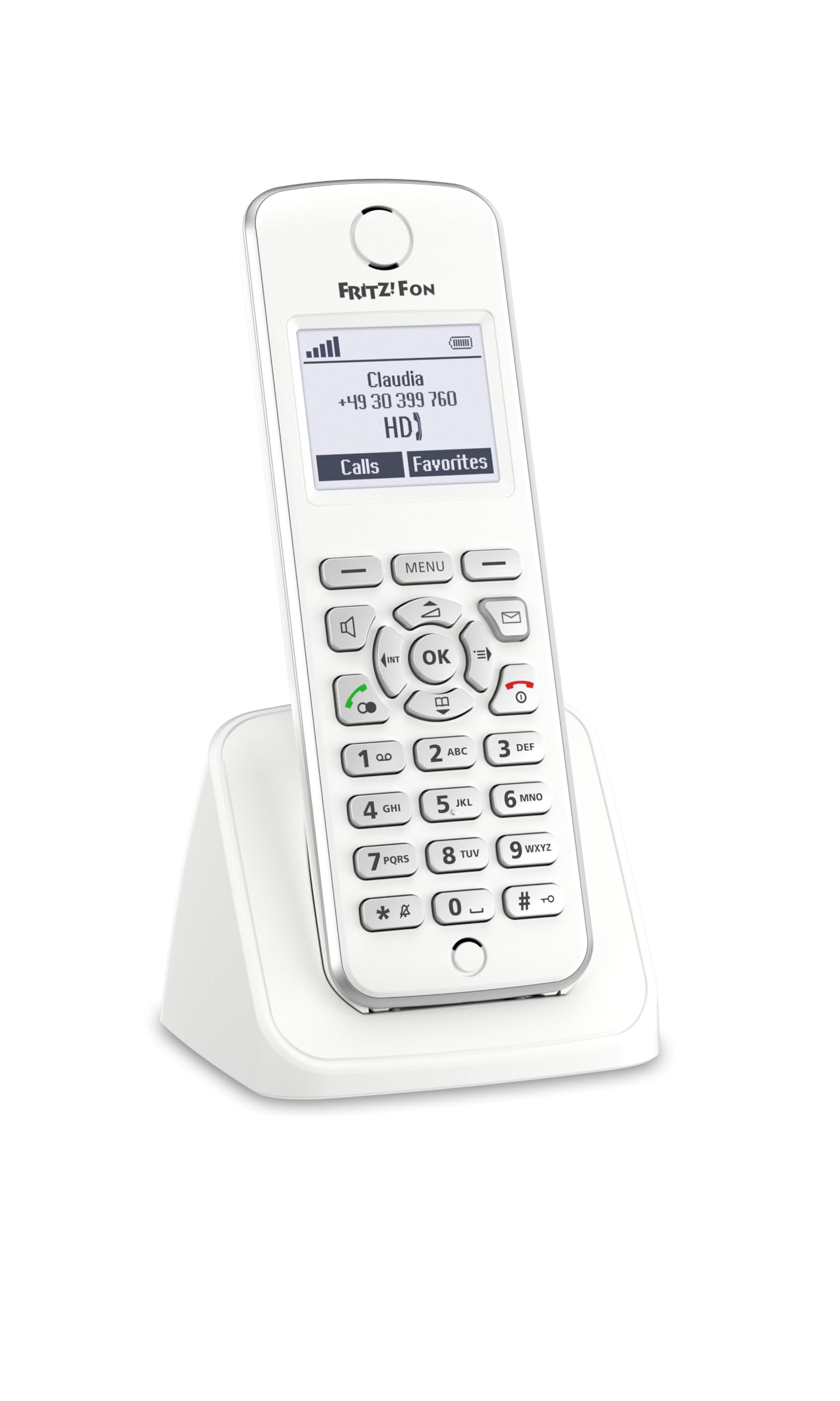 FRITZ! Fon M2, Telefono Cordless, Invio e Ricezione Mail, Podcast, Webradio, Babyphone, Compatibile con FRITZ!Box con Base DECT, Bianco e nero