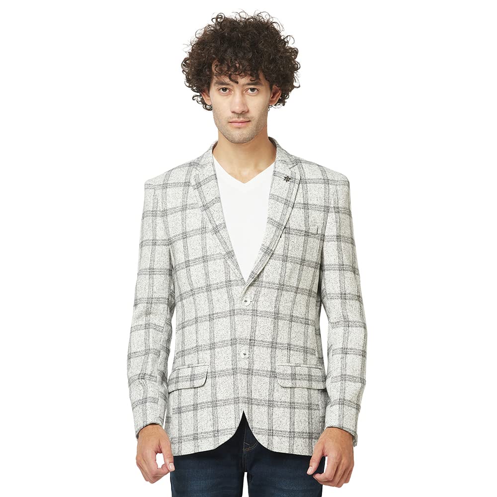 Mens Grey Checkered Blazer-image-6