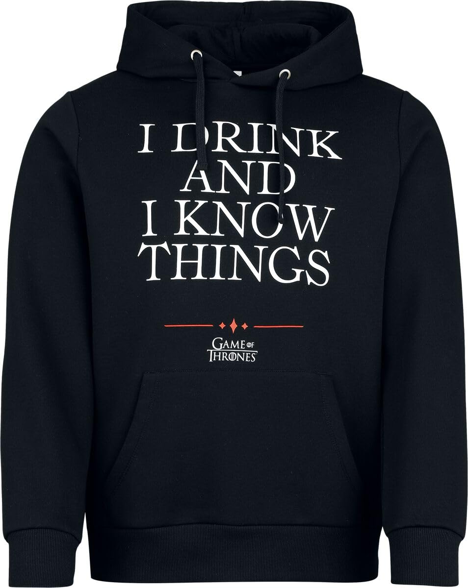 Game of Thrones I Drink And I Know Things Uomo Felpa con Cappuccio Nero