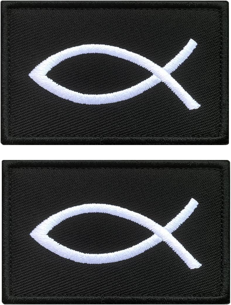 Amazon.com: Antrix 2 PCS Jesus Fish Ichthys Tactical Patch Hook & Loop ...