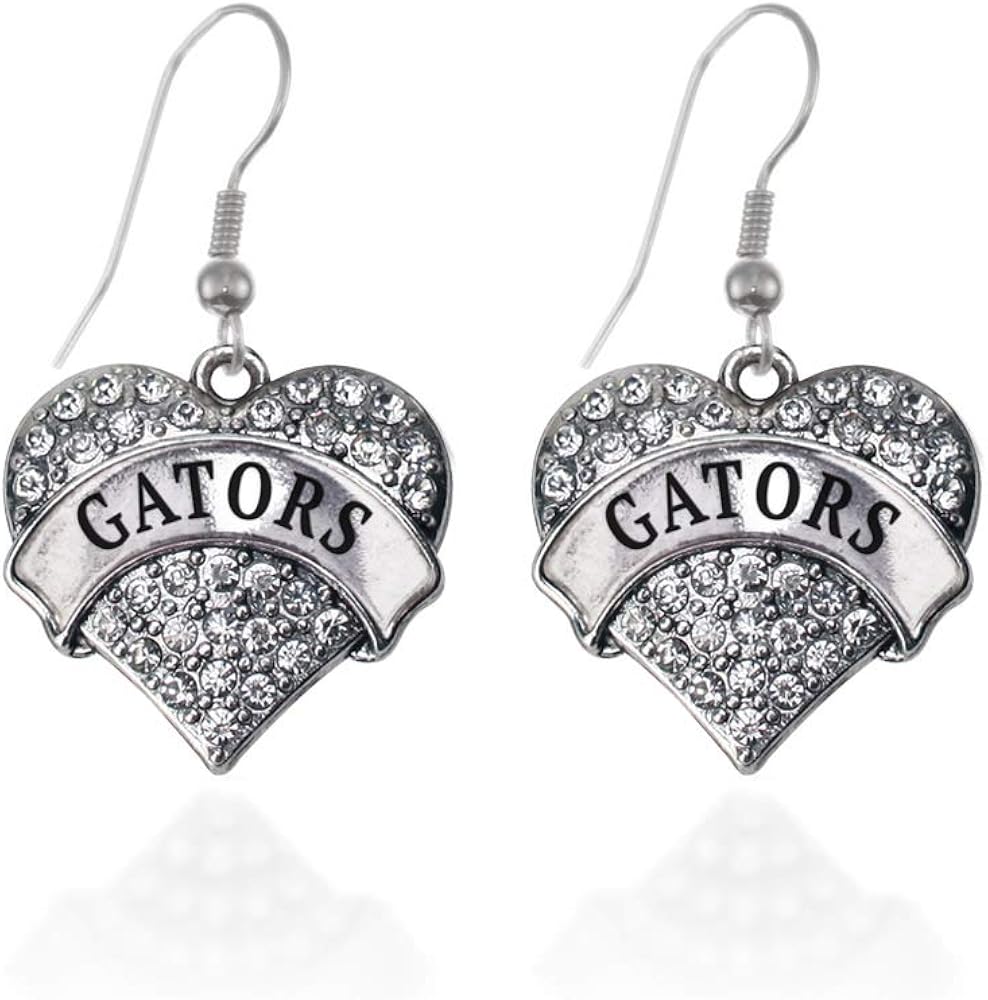 Inspired Silver - Silver Pave Heart Charm French Hook Drop Earrings with Cubic Zirconia Jewelry
