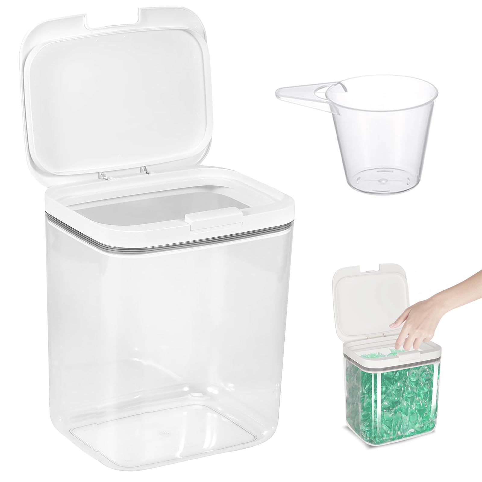 Almacenamiento de Detergente para Lavandería, 5,5L Contenedor de Detergente en Polvo, Caja de Almacenamiento Hermética de Detergente en Polvo, Caja para Detergente en Polvo de PláStico, para Perlas