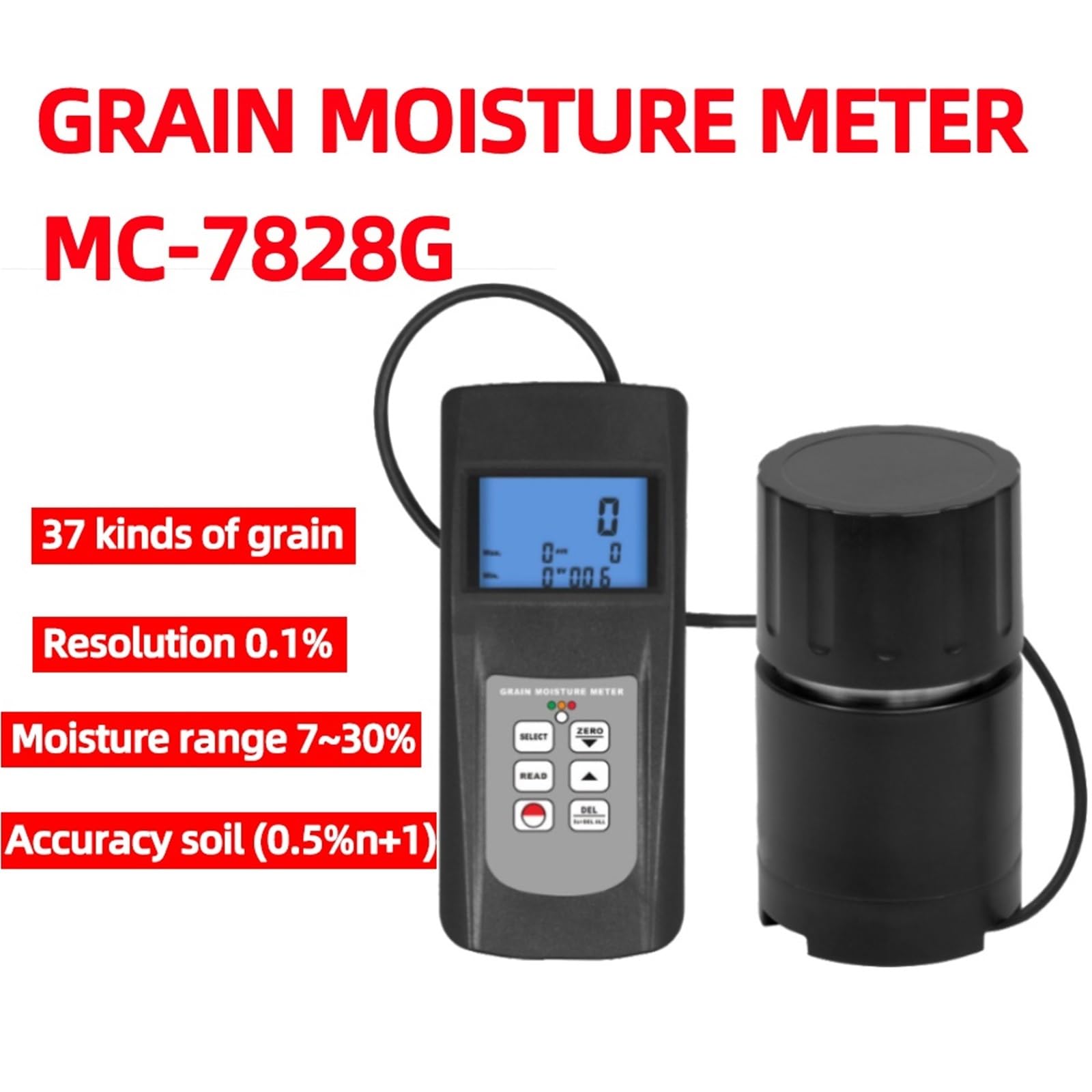 Medidor de humedad de grano para arroz, trigo, maíz, soja, canola, café, sorgo, tipo taza de alta sensibilidad, mide el contenido de humedad fácilmente