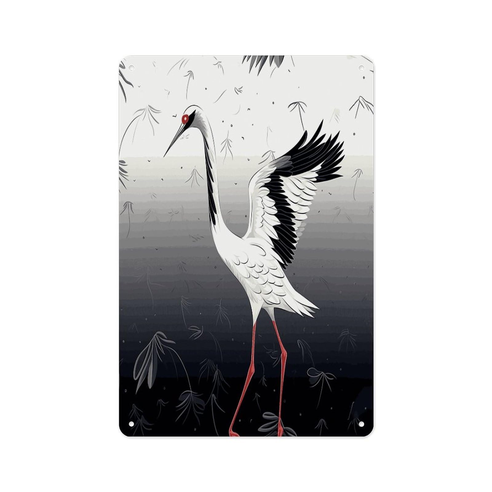 Fekiloot Style Japanese Crane Wall Decor Metal Signs Tin Signs Poster