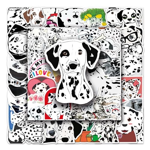 Cute Dalmatian Puppy Stickers - 50pc Set Cartoon Dog Decor for Dog Bowls Party Favors Waterproof