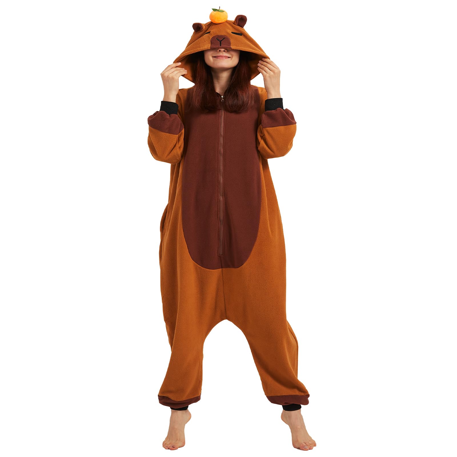 Capybara Onesie para adultos, pijama, Halloween, carnaval, disfraz, cosplay, carnaval, ropa de dormir de animales para mujer y caballero