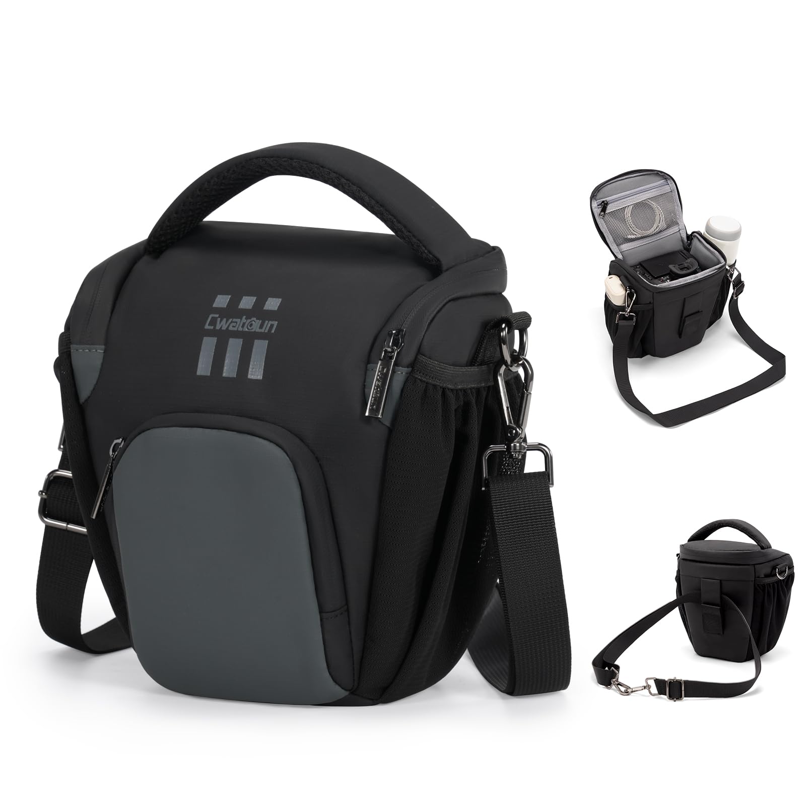 Photo 1 of Cwatcun Camera Sling Bag Small, Compact DSLR Waterresistant Shoulder Bag for Photography - Fits Canon/Nikon/Sony, Quick-Access Padded Compartment, Lightweight Black Digital Camera Bag
