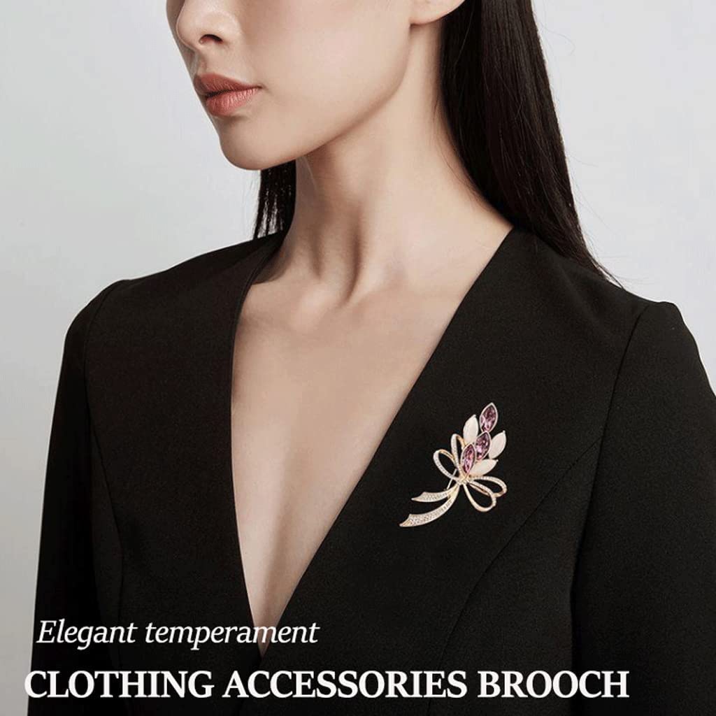 LNNSHX Broszka Eleganckie kryształowe broszki Delikatne klipsy do kołnierzyka dla kobiet Przypinka do kołnierza Moda Szal Pin Biżuteria Piersi Przypinka do klapy (różowa czerwień)