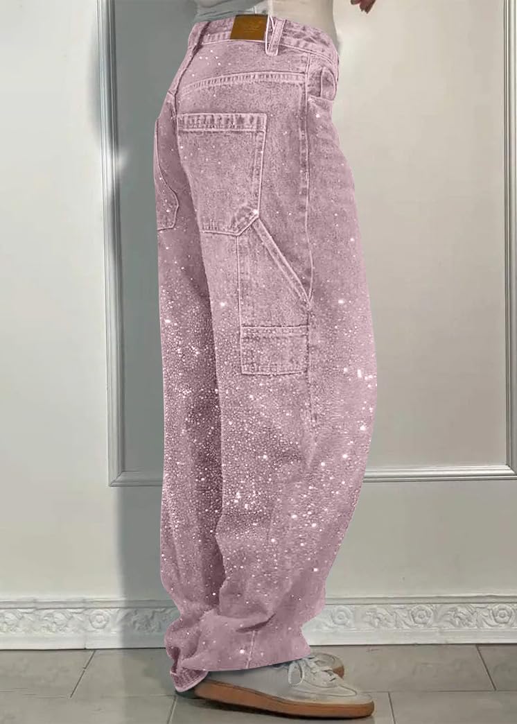 Onsoyours Jean Femme Taille Haute Coupe Droite Straight Jeans Mode Baggy Jambes Mom Jean Taille Elastique Large Pantalon Femme
