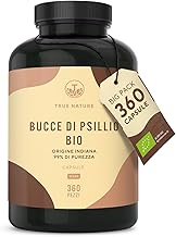 Organic Psyllium Peels - 360 Capsules - High Dose - 4500 mg Daily Dose - Origin: India - 88% Fibre - Vegan, Laboratory Tested, German Production - TRUE NATURE
