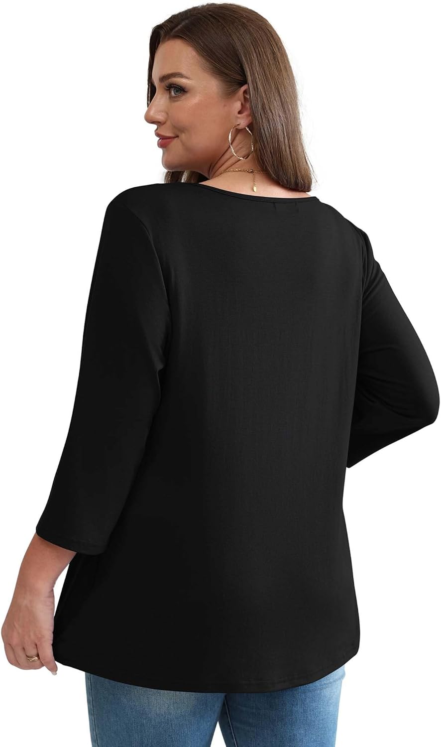 3/4 Length Sleeve Womens Tops Blouses for Women Dressy Casual Spring Fashion Clothing Crew Neck Babydoll Tops - Image 5