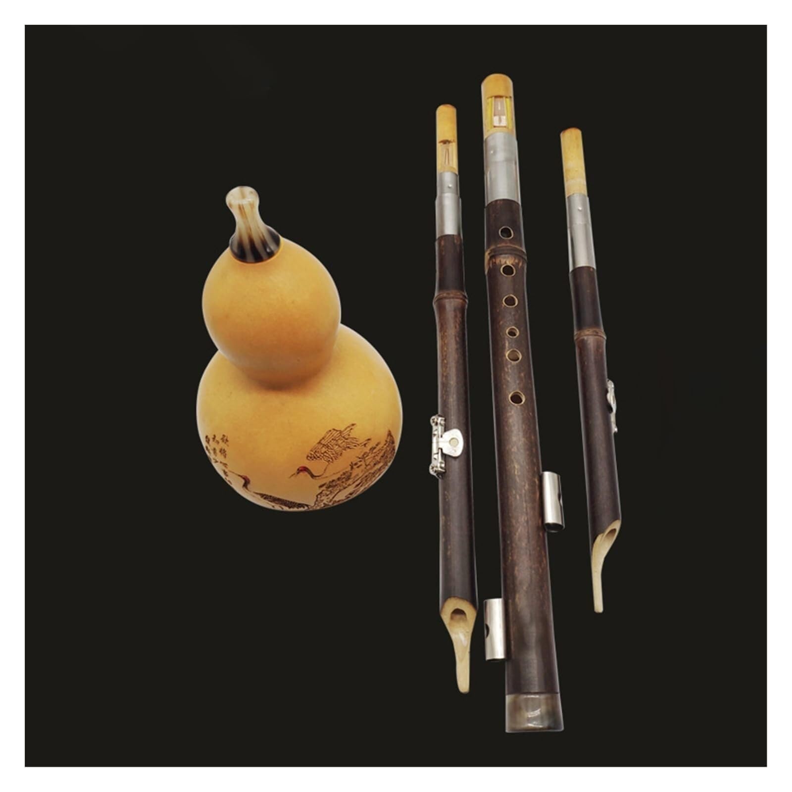 Instrumento chino de madera Hulusi flauta C llave desmontable estudiante principiante tocando flauta instrumento con estuche profesional Hulusi(D Key)