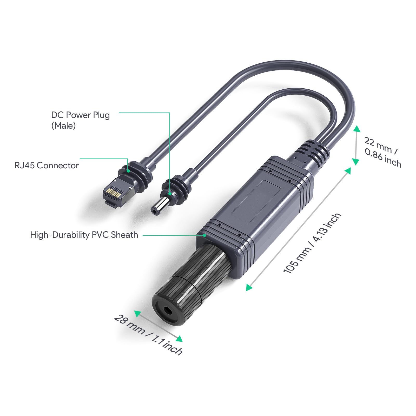 Gigabit Poe Ethernet Splitter, 1 na 2 Out, RJ45 1000 Mbps, Plug & Play, Obsługuje dostawę Mocy 100 W, odległość Transferu do 100 M dla Kamer Bezpieczeństwa, Telefonów VoIP i