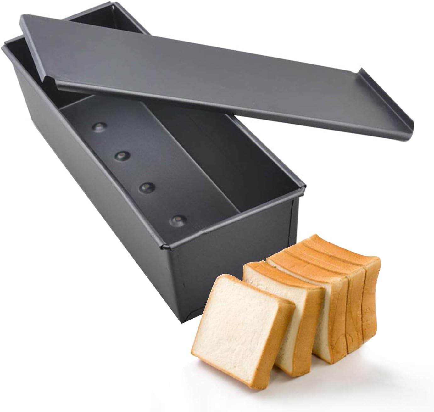 Pullman Loaf Pan with Lid Aluminum Steel Commercial Grade Non Stick Bread Pan with Lid 10x3.93x4.4 Inch - Thumbnail 3