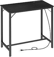 HOOBRO Narrow Bar Table with Charging Station, 35.4" Pub Height Counter Table, Black BB90UBT01N1 - Versatile High Top for Small Spaces