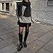 Lumeheel Black Knee High Boots for Women - Low Heel Square Toe Fall Tall Boots with Side Zipper B 8